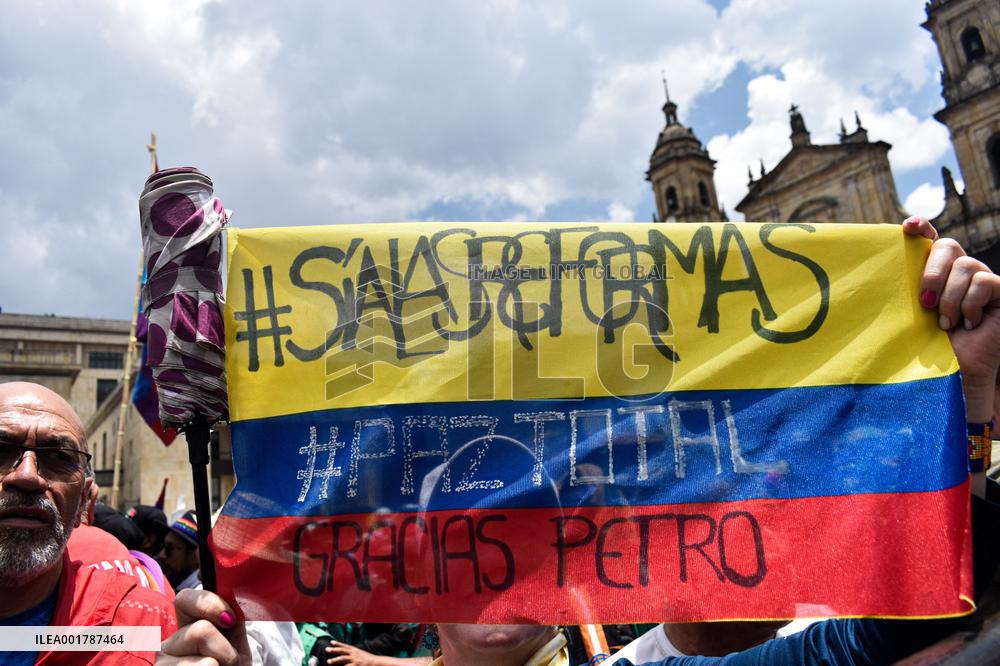 Colombians March in Favor of Government Reforms in Colombia