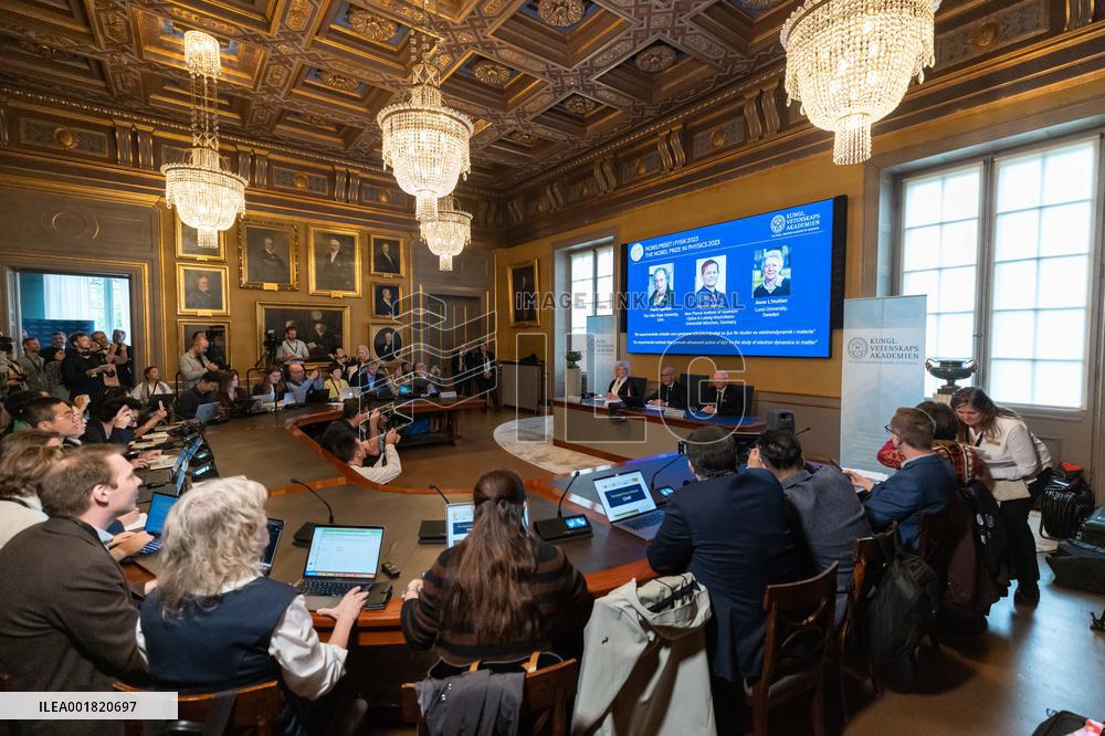 SWEDEN-STOCKHOLM-2023 NOBEL PRIZE-PHYSICS