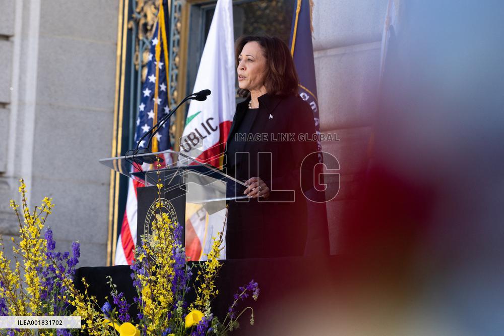 CA: Vice President Kamala Harris attends the memorial service for Senator Dianne Feinstein
