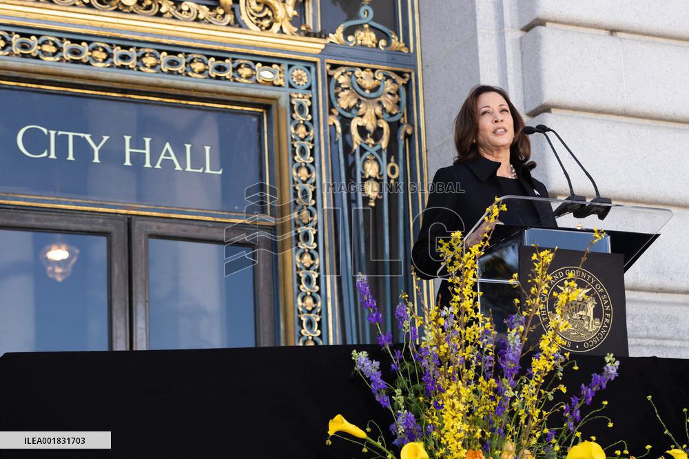 CA: Vice President Kamala Harris attends the memorial service for Senator Dianne Feinstein