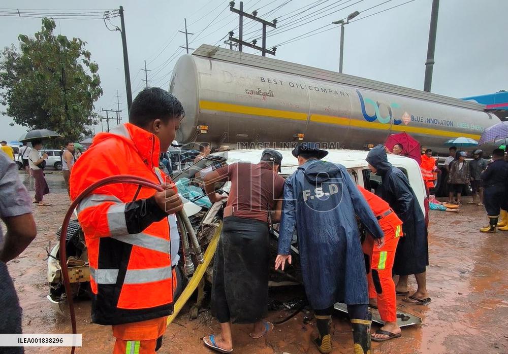 MYANMAR-YANGON-ROAD ACCIDENT