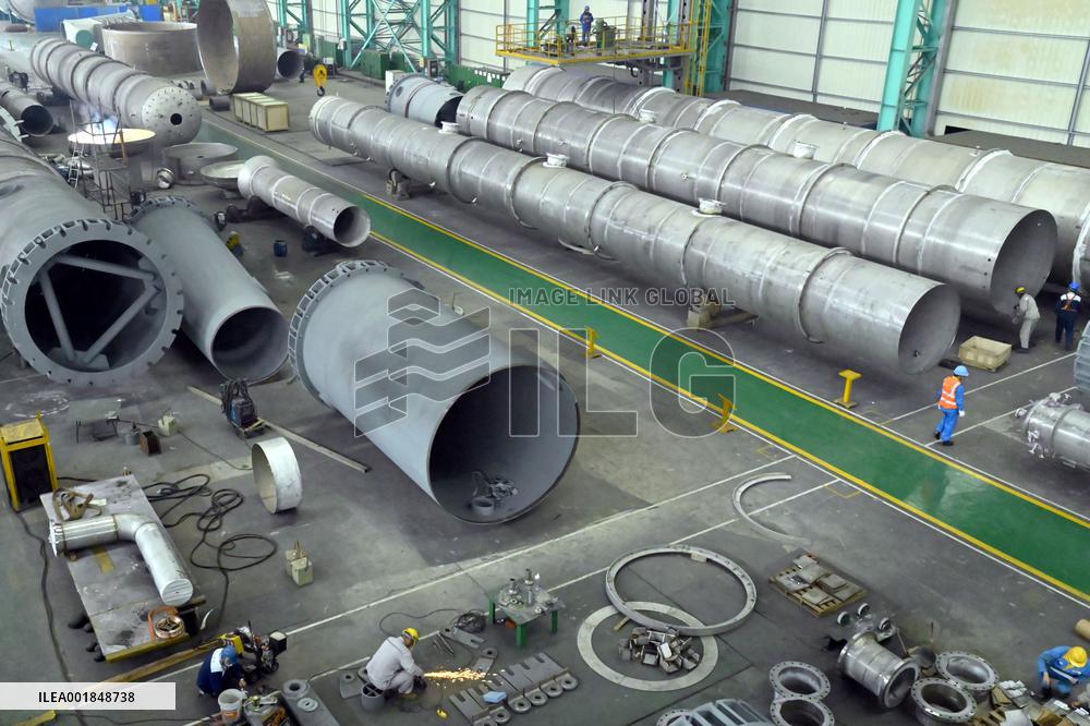 Workers Weld Steel Products in Jingjiang