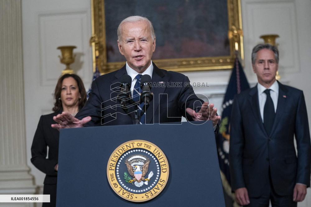 US President Joe Biden delivers remarks on the terrorist attacks in Israel
