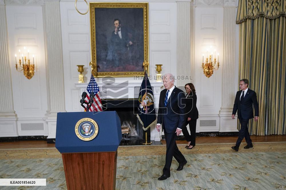 US President Joe Biden delivers remarks on the terrorist attacks in Israel