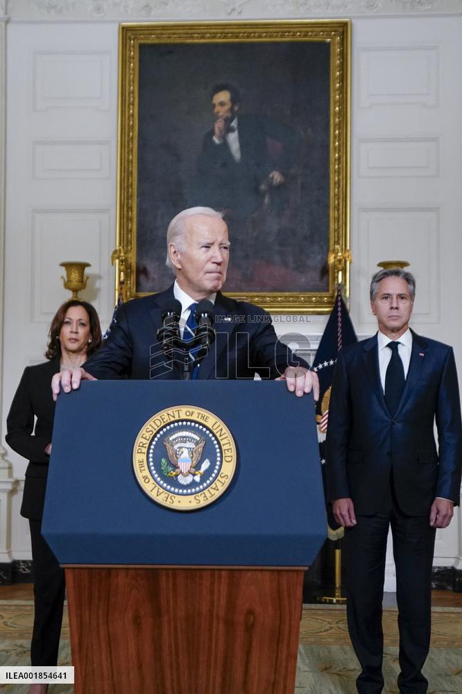 US President Joe Biden delivers remarks on the terrorist attacks in Israel
