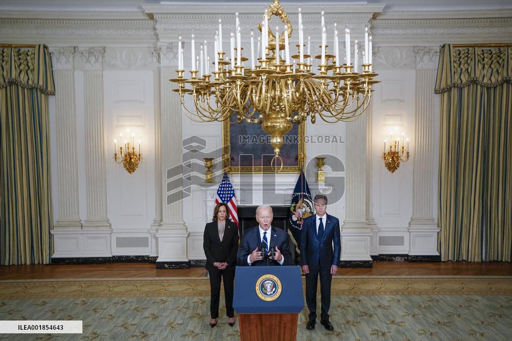 US President Joe Biden delivers remarks on the terrorist attacks in Israel