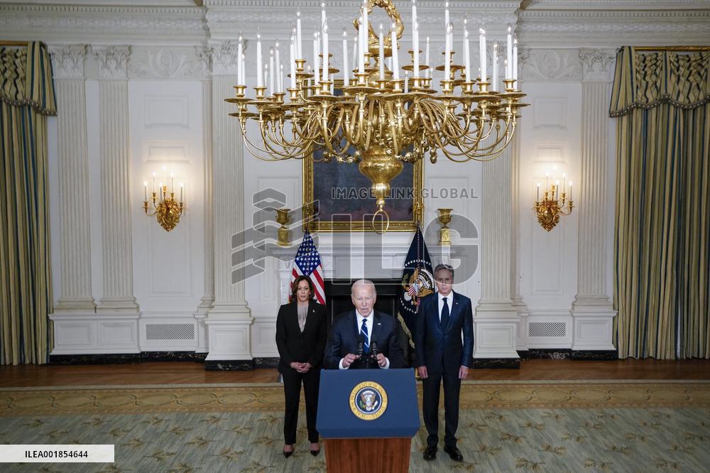 US President Joe Biden delivers remarks on the terrorist attacks in Israel