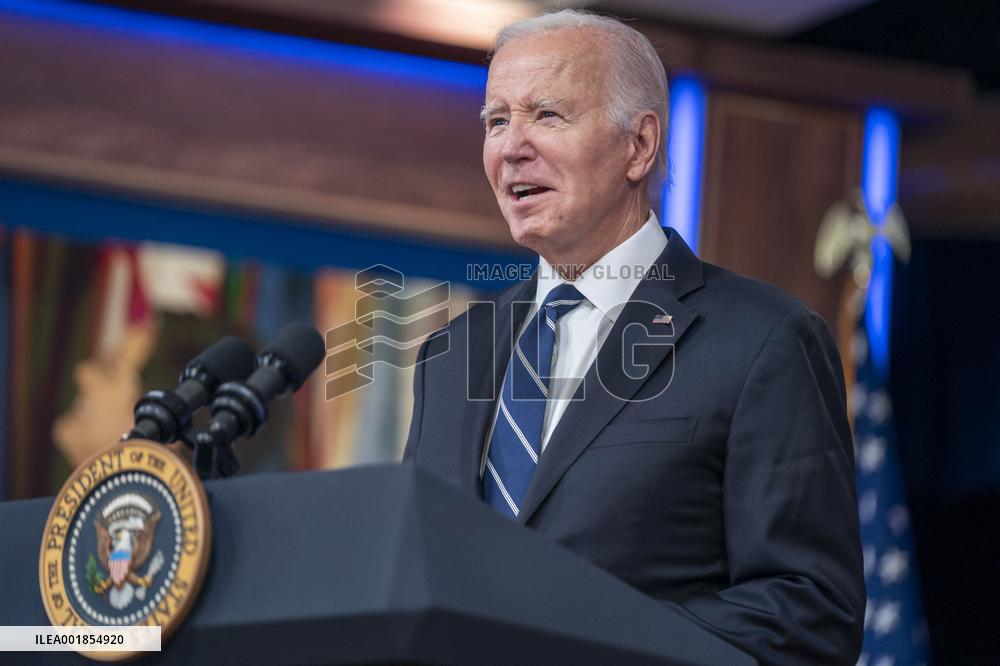 US President Joe Biden delivers virtual remarks to the U.S. Fire Administrators Summit on Fire Prevention & Control