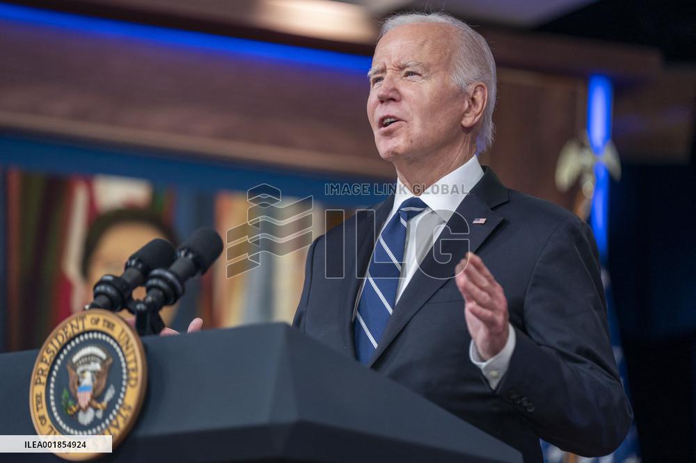 US President Joe Biden delivers virtual remarks to the U.S. Fire Administrators Summit on Fire Prevention & Control