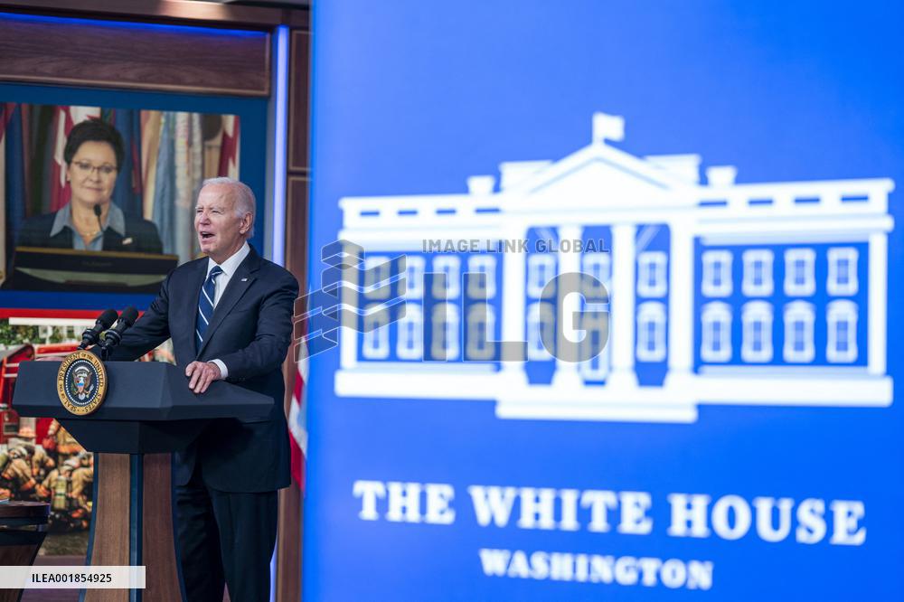 US President Joe Biden delivers virtual remarks to the U.S. Fire Administrators Summit on Fire Prevention & Control