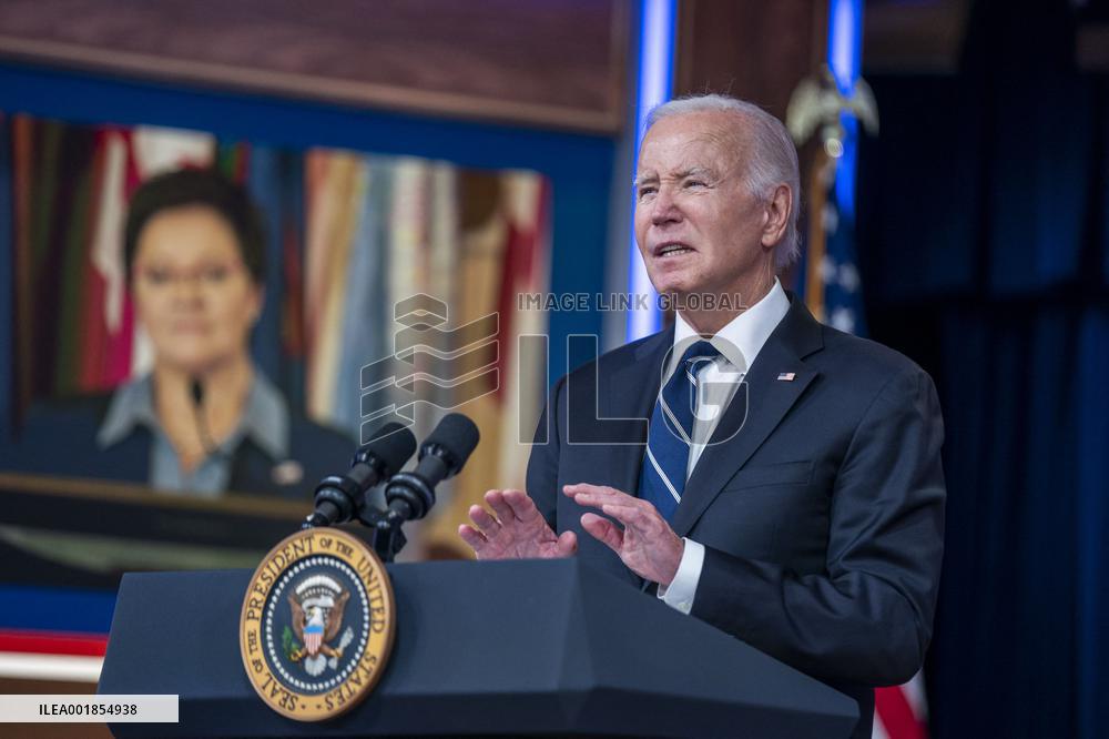 US President Joe Biden delivers virtual remarks to the U.S. Fire Administrators Summit on Fire Prevention & Control