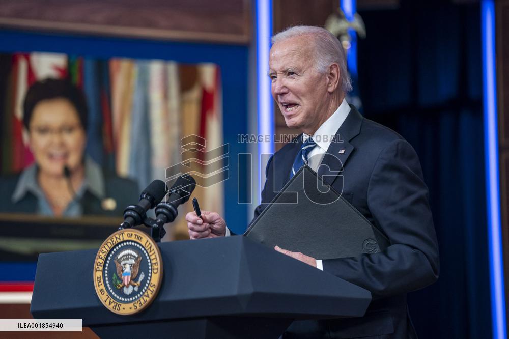 US President Joe Biden delivers virtual remarks to the U.S. Fire Administrators Summit on Fire Prevention & Control