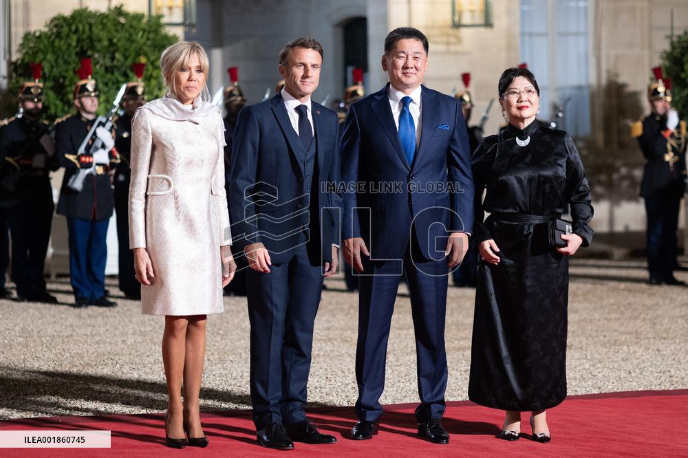 Monglolia President arrives at the Elysee for a State Dinner - Paris