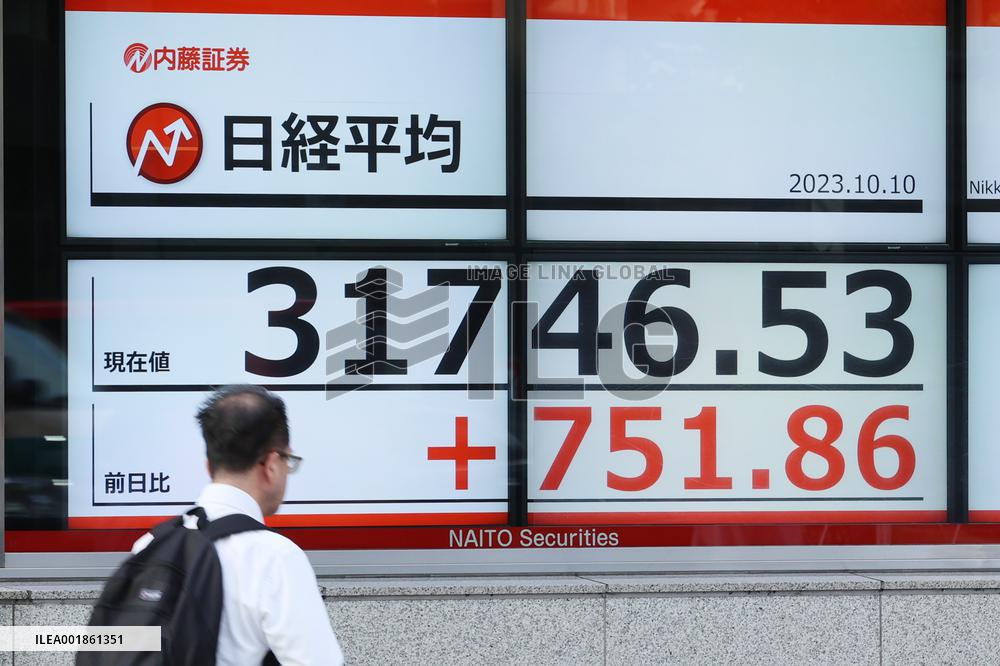 The Nikkei stock index on October 10, 2023