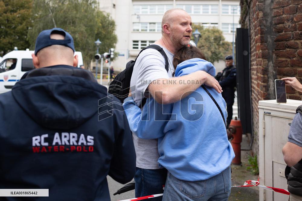 Gambetta high school after a teacher was killed - Arras