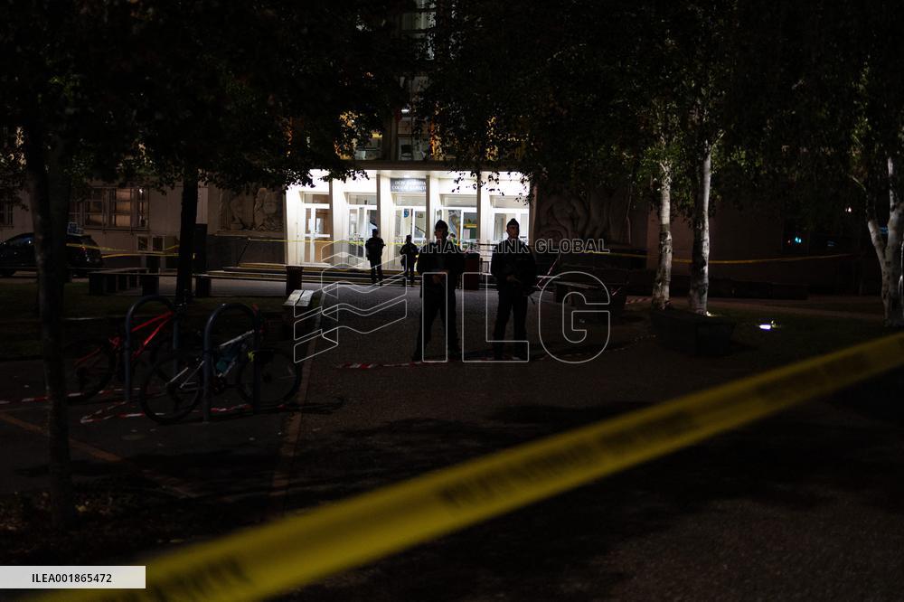 Gambetta high school after a teacher was killed - Arras