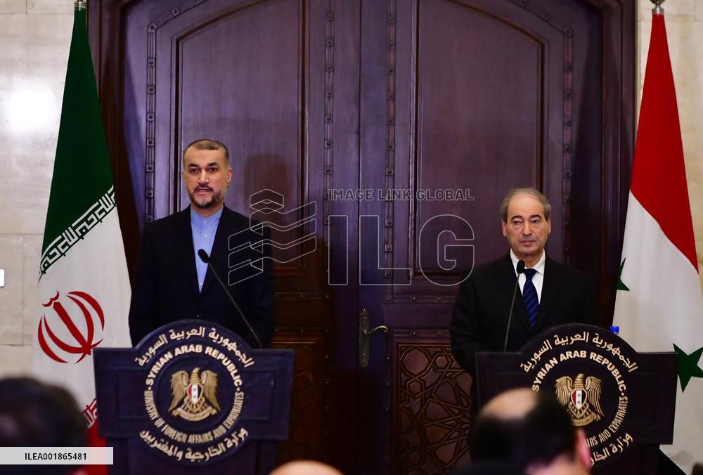 SYRIA-DAMASCUS-IRAN-FMS-PRESS CONFERENCE