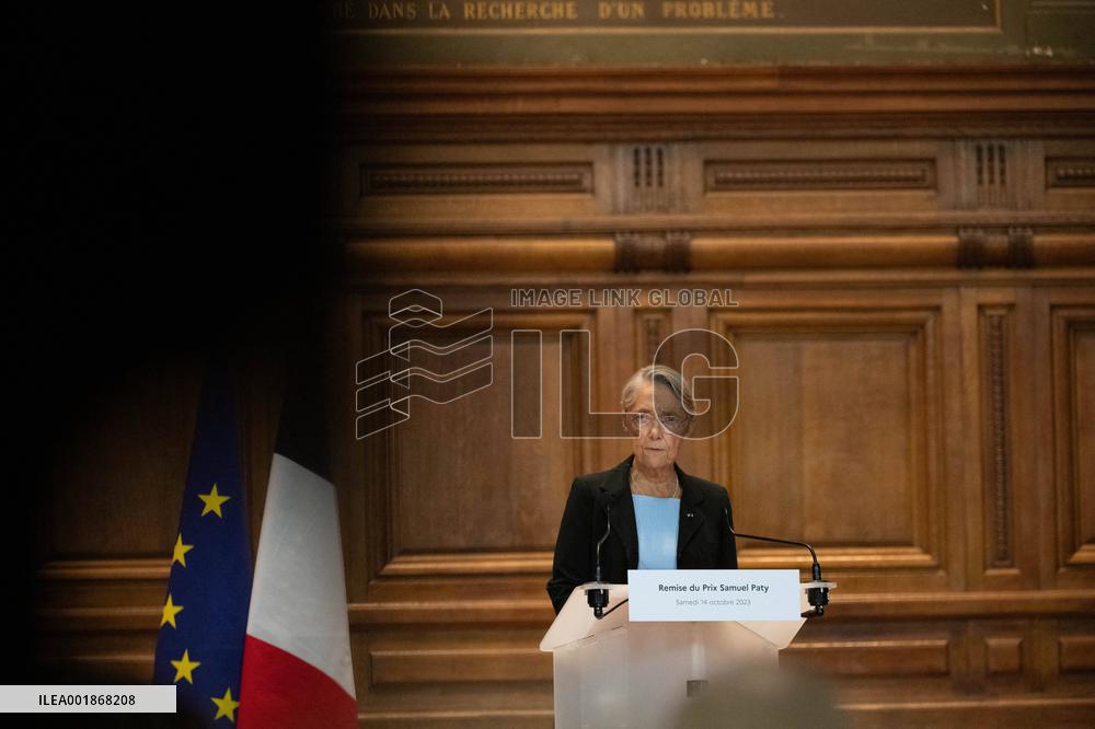 Elisabeth Borne Attends Samuel Paty Prize Ceremony At La Sorbonne - Paris