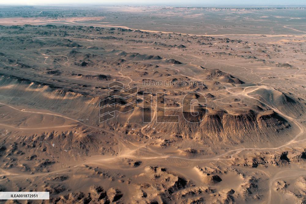 An Elliptical Crater Basin in The Gobi in Hami