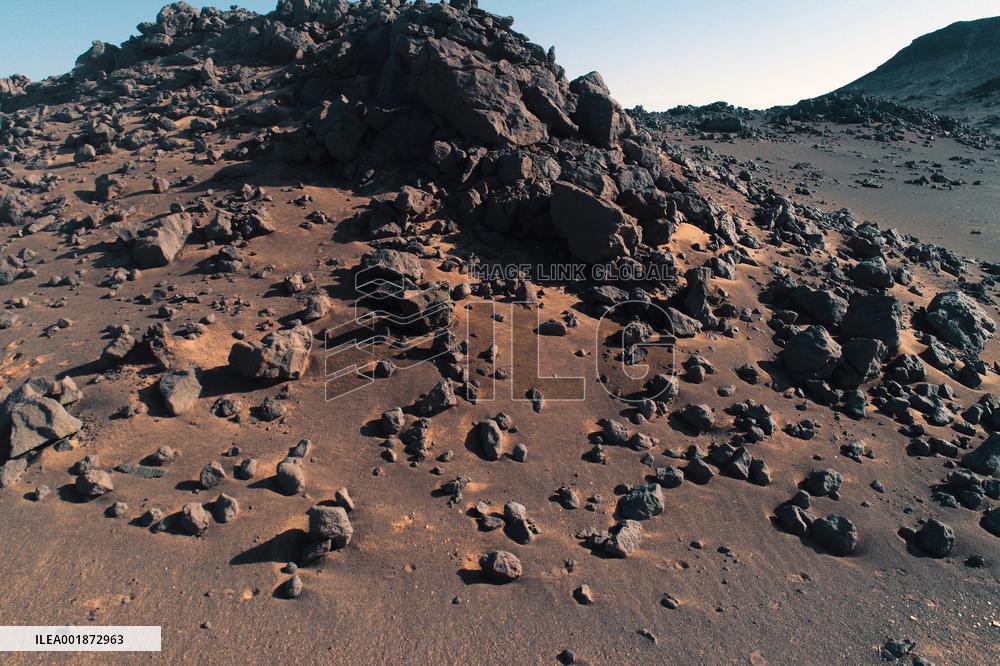 An Elliptical Crater Basin in The Gobi in Hami