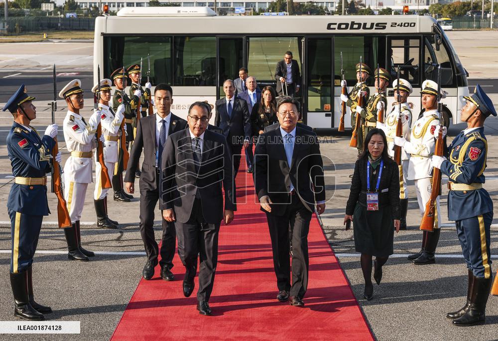 (BRF2023)CHINA-BEIJING-BELT AND ROAD FORUM-EGYPTIAN PM-ARRIVAL (CN)