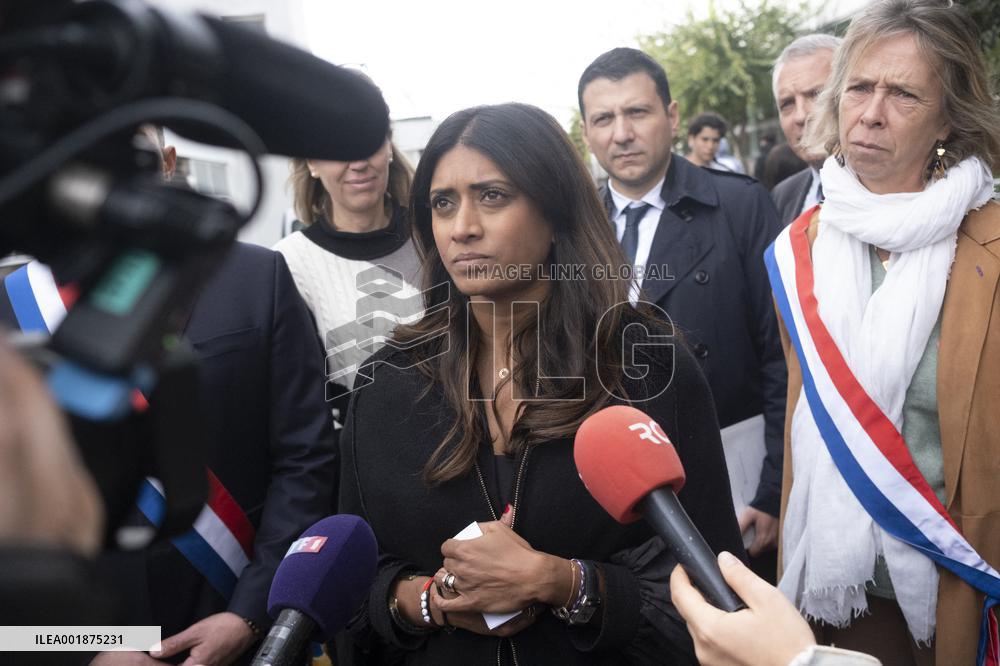 Prisca Thevenot Attends Tribute To Samuel Paty And Dominique Bernard - Sevres