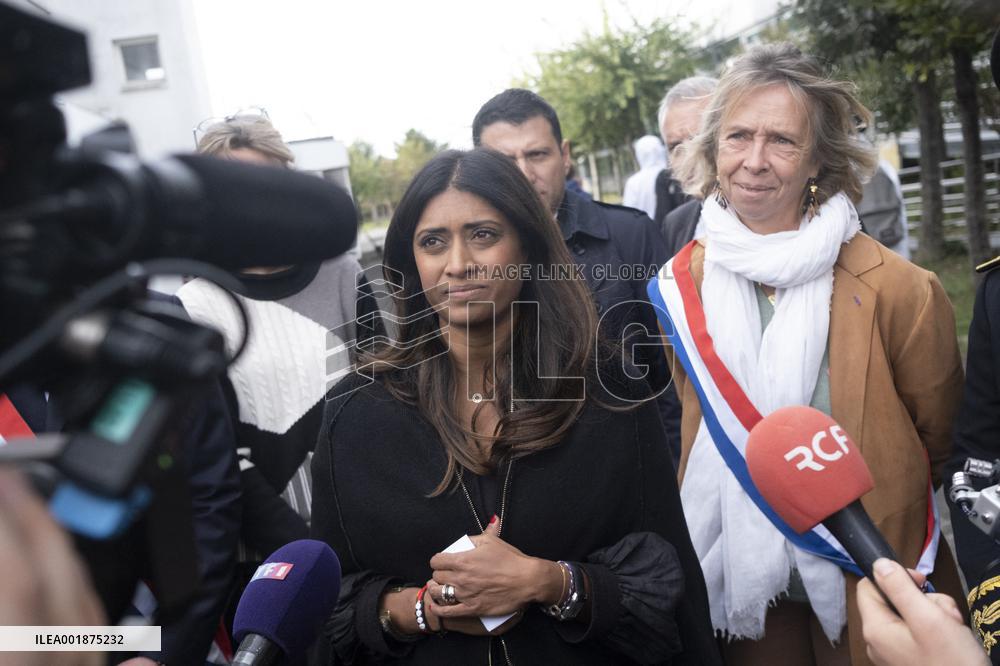 Prisca Thevenot Attends Tribute To Samuel Paty And Dominique Bernard - Sevres