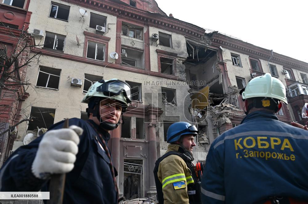 Russian missile attack on Zaporizhzhia