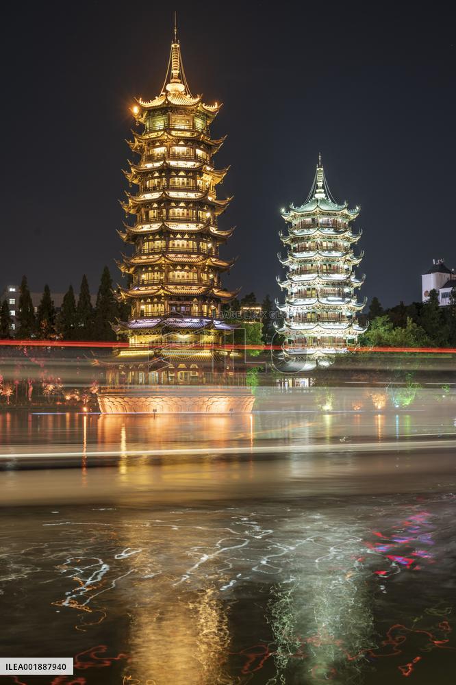 Twin Towers in The Fir Lake in Guilin