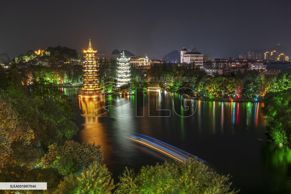 Twin Towers in The Fir Lake in Guilin