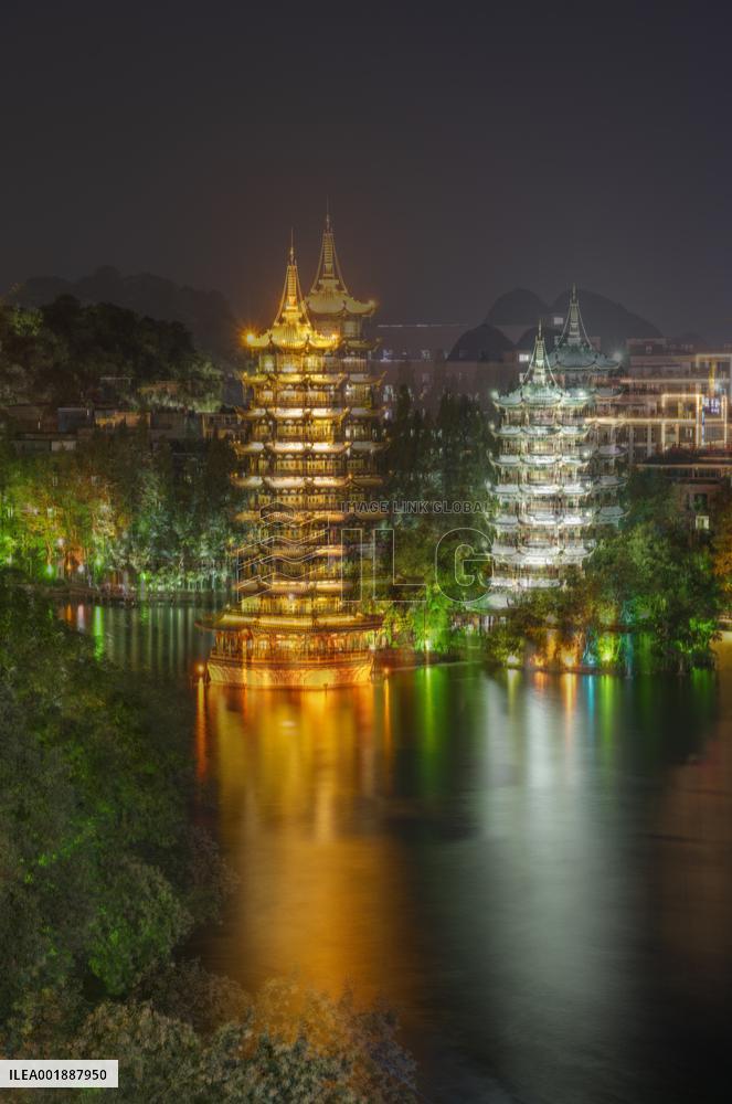Twin Towers in The Fir Lake in Guilin