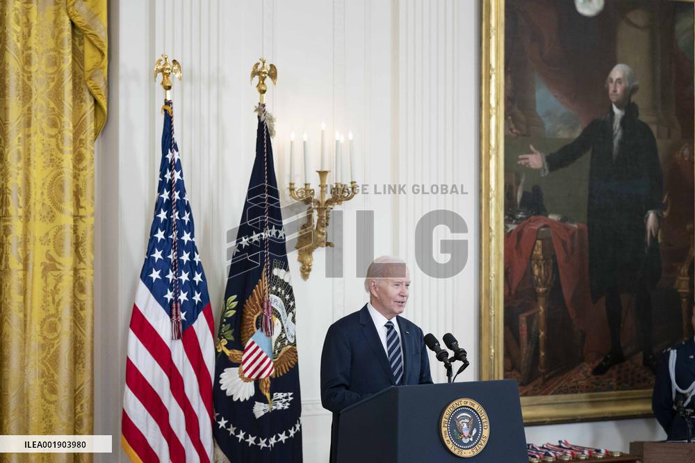 President Joe Biden Holds Ceremony For National Medal of Science and National Medal of Technology and Innovation Reciepients