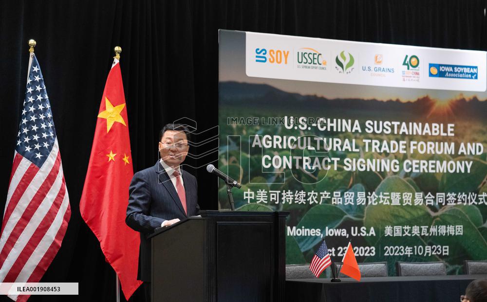 U.S.-IOWA-DES MOINES-CHINA-U.S. SUSTAINABLE AGRICULTURAL TRADE FORUM & CONTRACT SIGNING CEREMONY