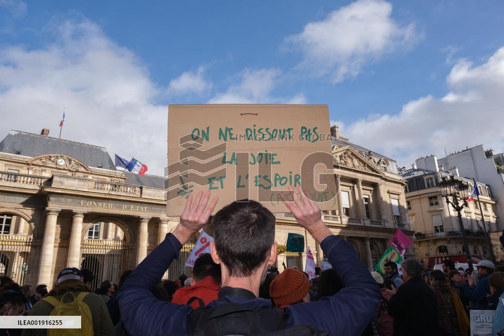 Demonstration Against The Dissolution Of The Soulevements De La Terre Collective - Paris