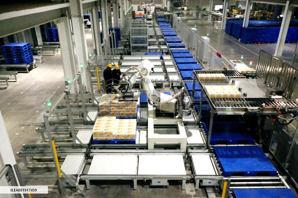 Workers Work at Mengniu Dairy Line  in Meishan