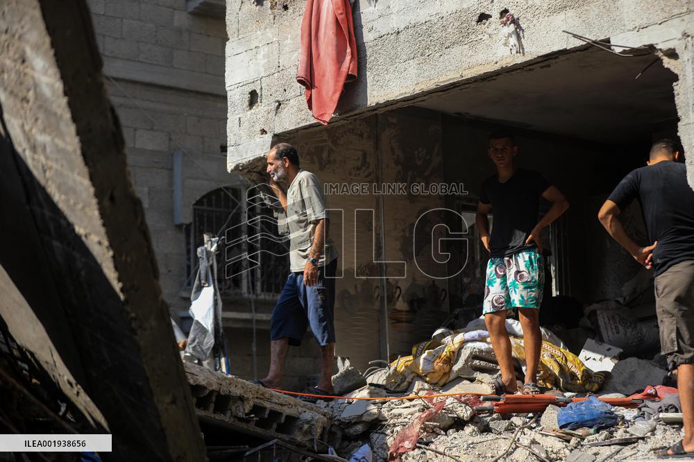 MIDEAST-GAZA-KHAN YOUNIS-ISRAEL-AIRSTRIKES-AFTERMATH