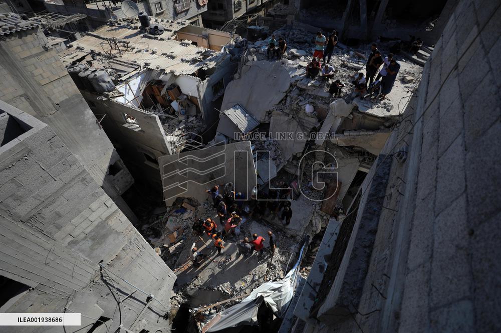 MIDEAST-GAZA-KHAN YOUNIS-ISRAEL-AIRSTRIKES-AFTERMATH