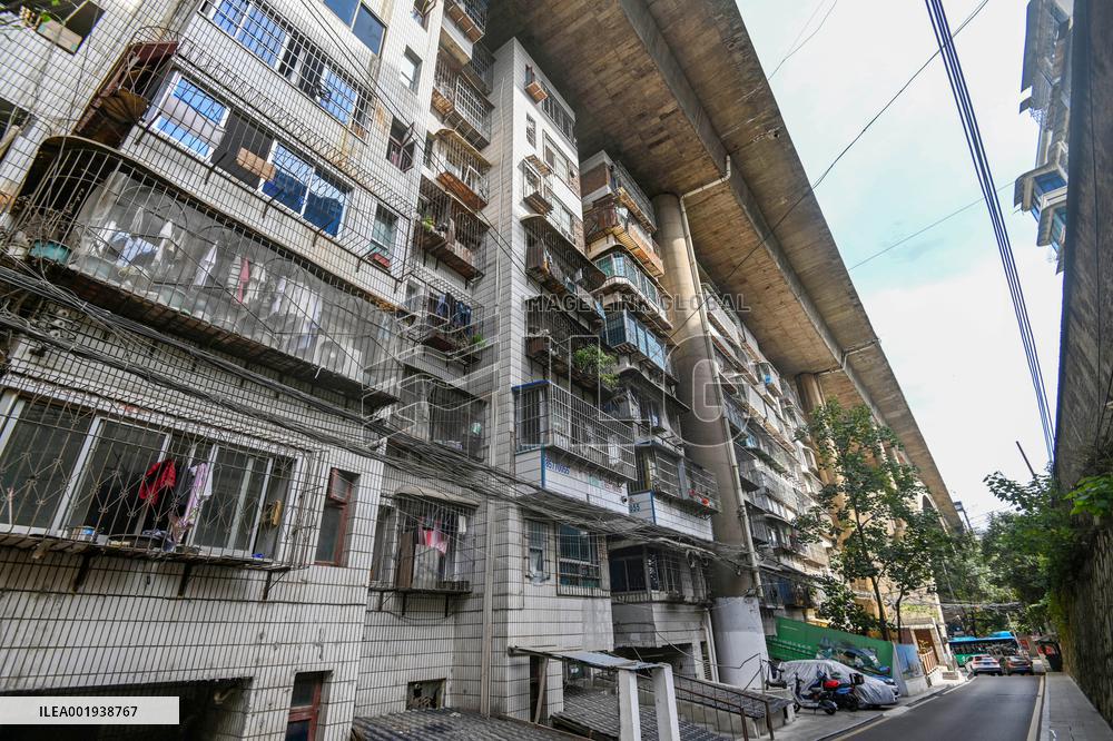 The Residential Building Under A Bridge in Guiyang