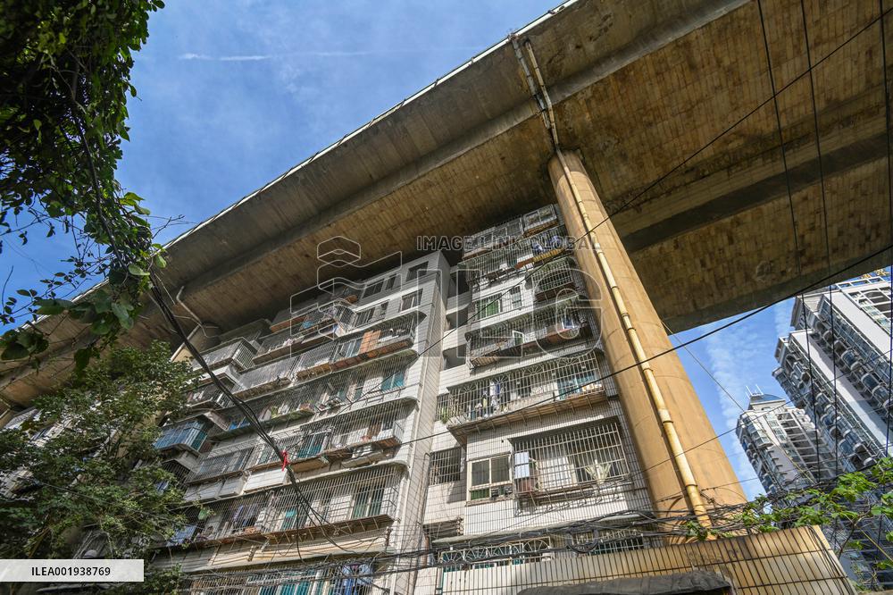 The Residential Building Under A Bridge in Guiyang