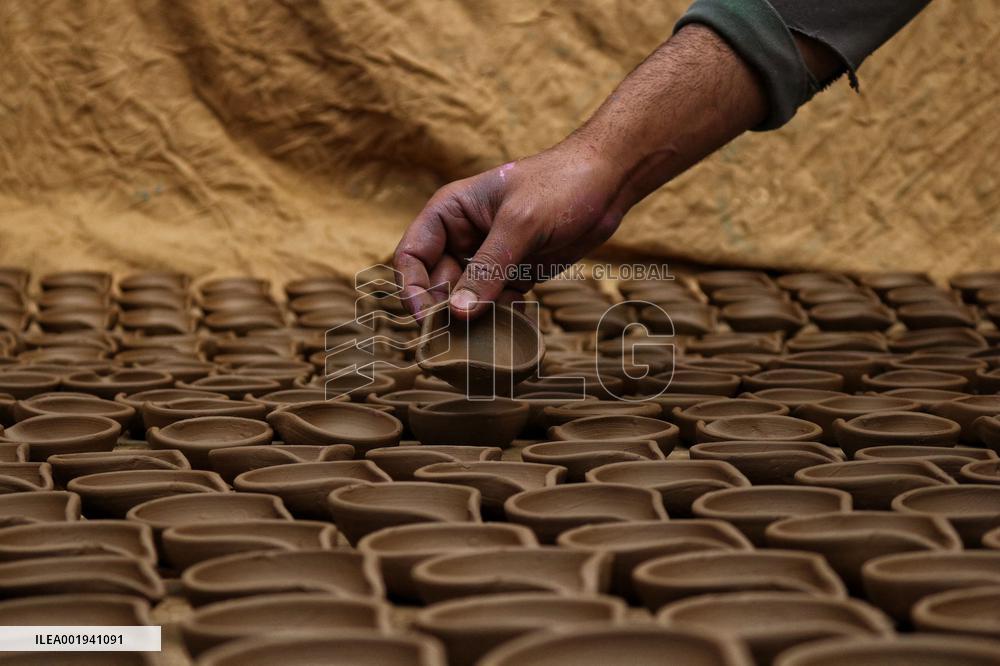 Production of Clay Lamps For Diwali Festival - India