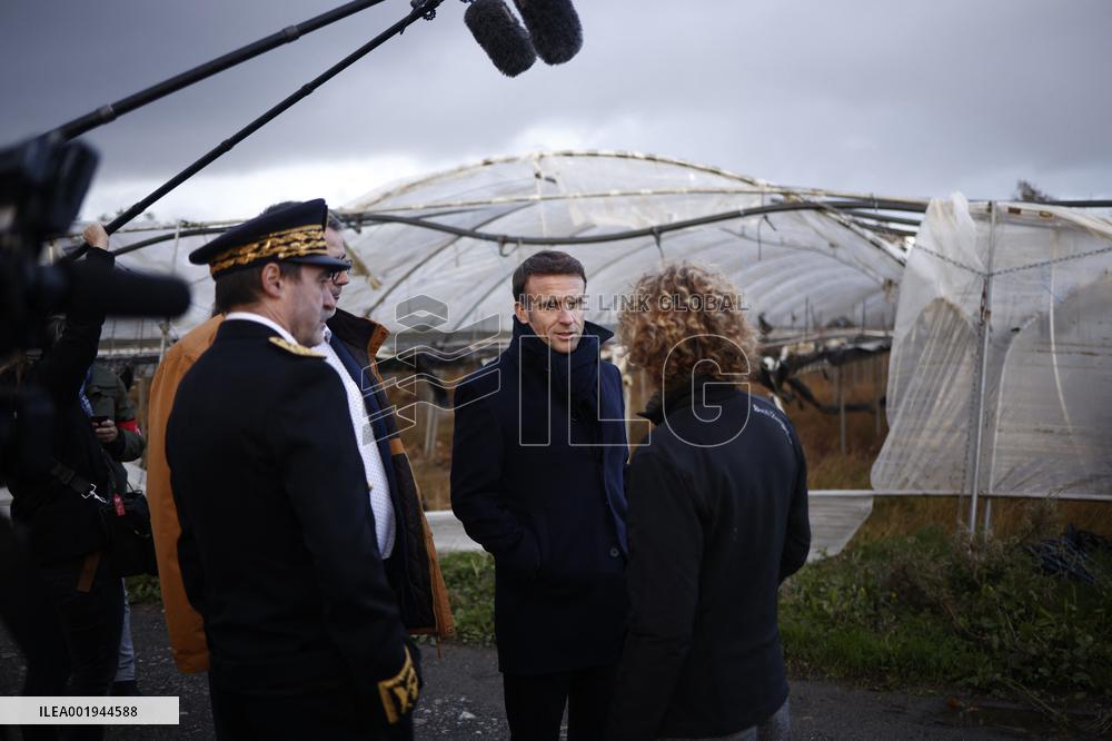 French President visits Brittany after Storm Ciaran
