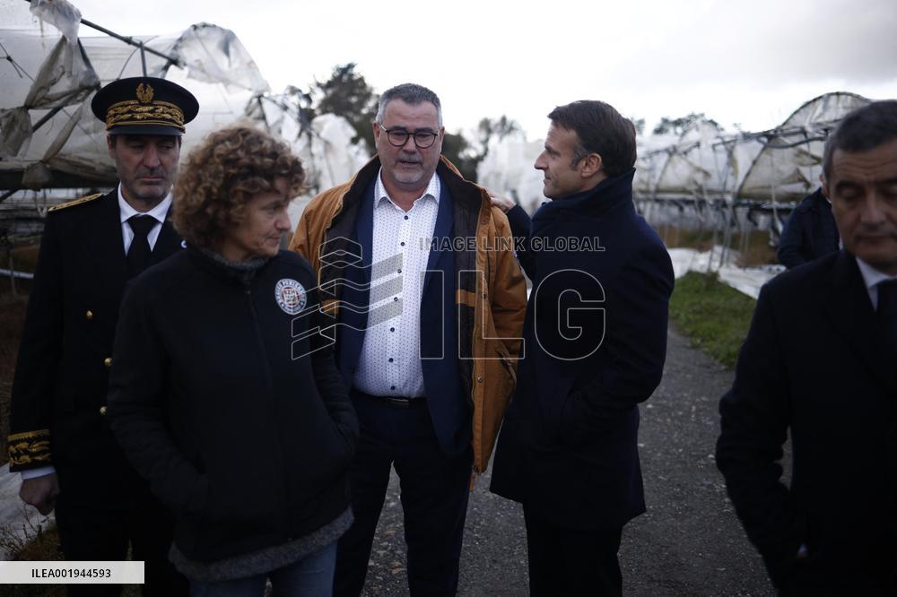 French President visits Brittany after Storm Ciaran