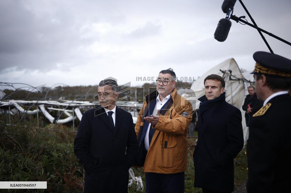 French President visits Brittany after Storm Ciaran