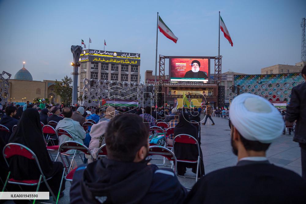 Iranians Listen To Hassan Nasrallah's Speech - Tehran