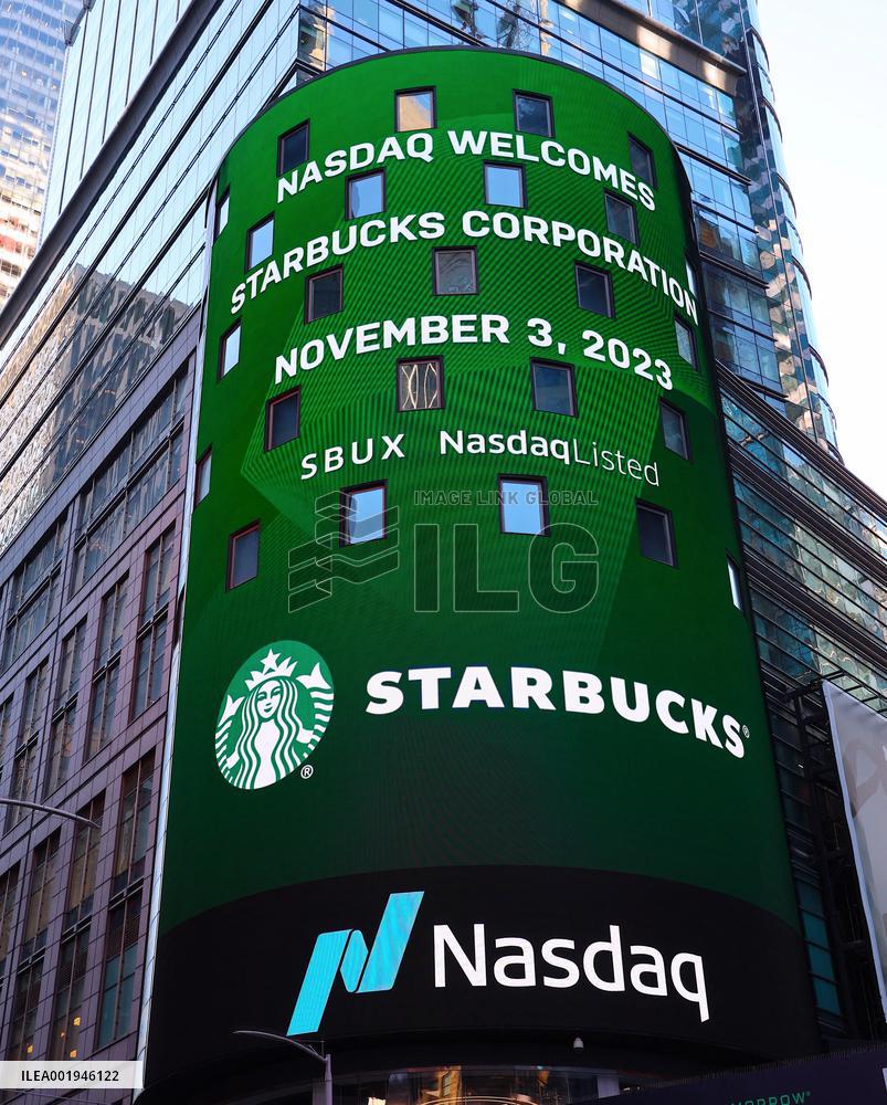 Starbucks Rings The Nasdaq Opening Bell - NYC