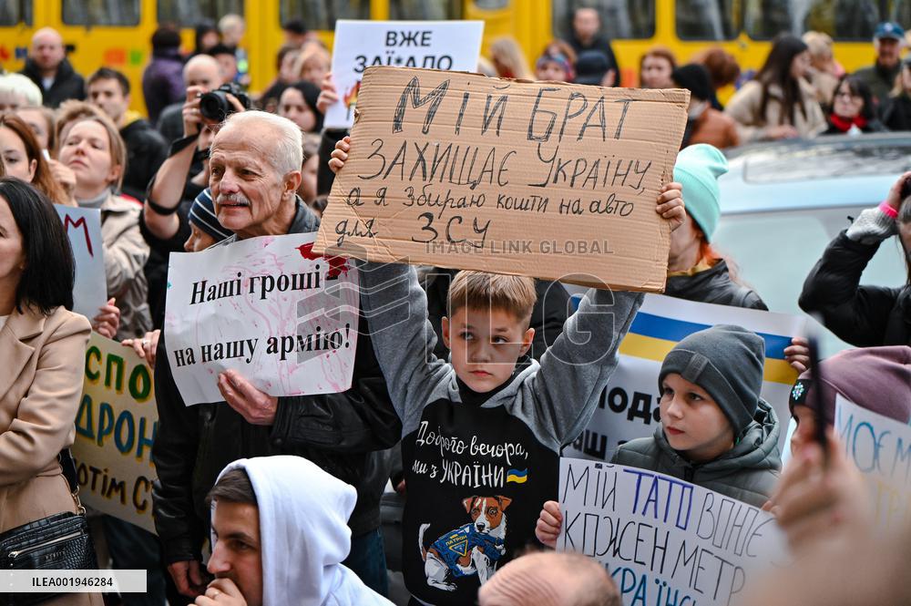 Rally in support of Ukrainian military in Lviv