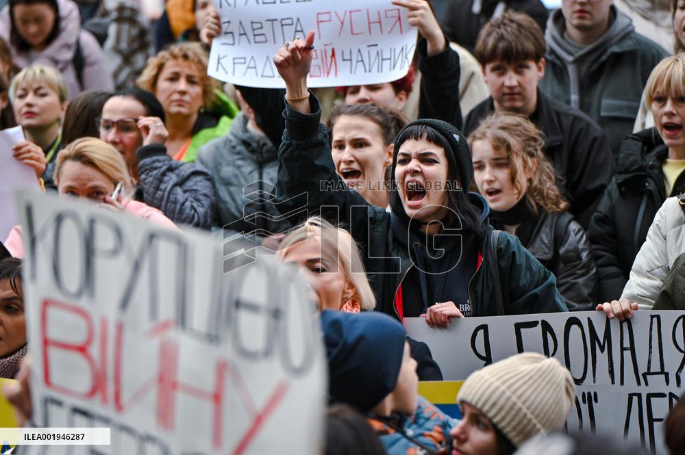 Rally in support of Ukrainian military in Lviv