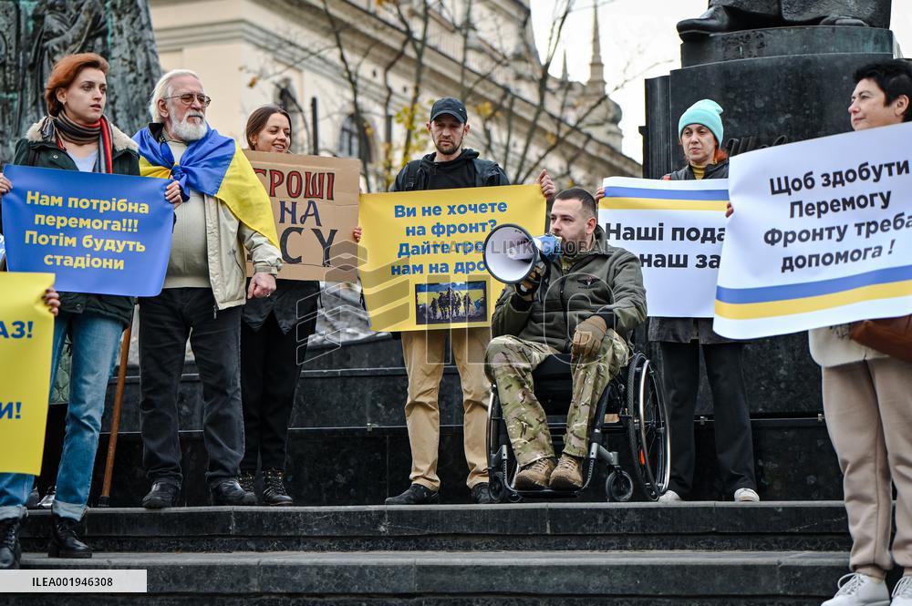 Rally in support of Ukrainian military in Lviv
