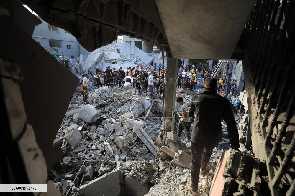 (FOCUS)MIDEAST-GAZA-PALESTINIAN-ISRAELI-CONFLICT-REFUGEE CAMP