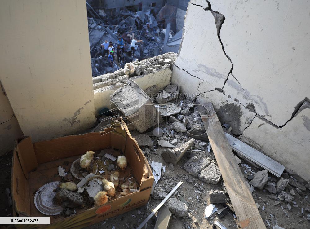 (FOCUS)MIDEAST-GAZA-PALESTINIAN-ISRAELI-CONFLICT-REFUGEE CAMP